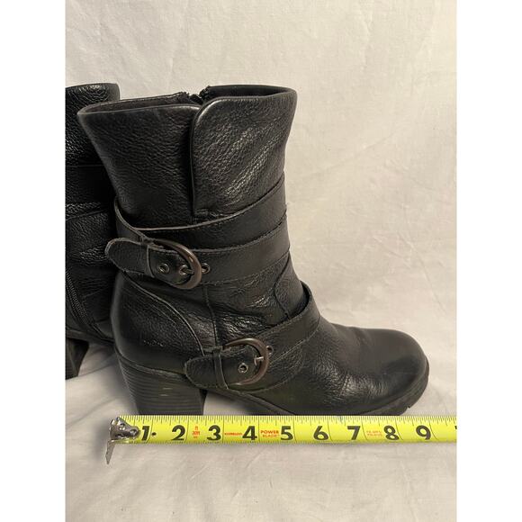 Born Black Leather Ankle Boots Buckle Block Heel Women’s Size 8.5 - Picture 6 of 6